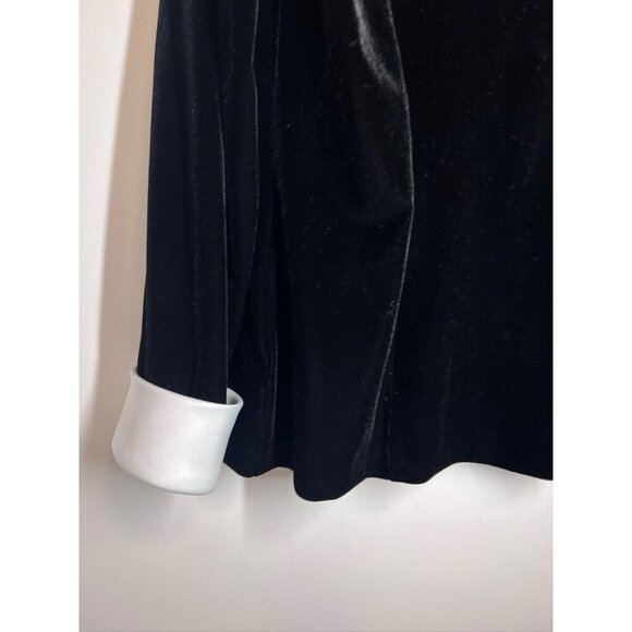 Alex Evenings Set Crystal Hook Front Satin Velvet Blazer Shirt Black Large - Picture 6 of 10